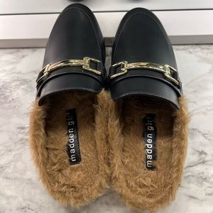 Steve Madden Khloe Black Fur Slides